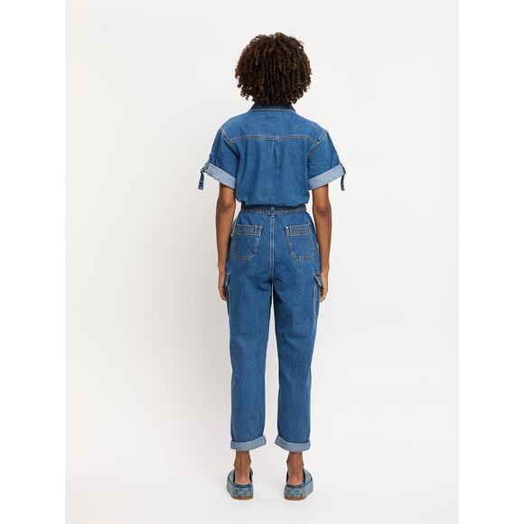 NWT Anthropologie x KIVARI Natalie Short-Sleeve Denim Jumpsuit $300 XXS US Sz 0 - Picture 6 of 8